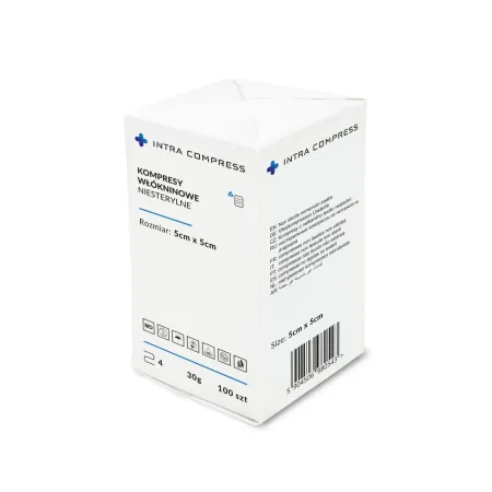 Kompres włókninowy niejałowy 5x5cm 100 szt. Intra Compress / G1822 / INTRA-MED Kompres włókninowy niejałowy 5x5cm 100 szt. Intra Compress / G1822 / INTRA-MED