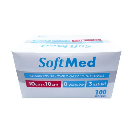 Kompres z gazy jałowy 10x10cm 100 blistrów po 3 szt. SoftMed / G1847 / SoftMed Kompres z gazy jałowy 10x10cm 100 blistrów po 3 szt. SoftMed / G1847 / SoftMed