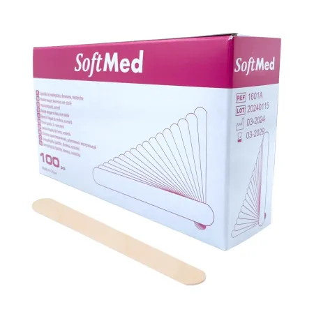 Szpatułka drewniana laryngologiczna niesterylna duża 150mm op. 100 szt. SoftMed / G2021 / SoftMed Szpatułka drewniana laryngologiczna niesterylna duża 150mm op. 100 szt. SoftMed / G2021 / SoftMed