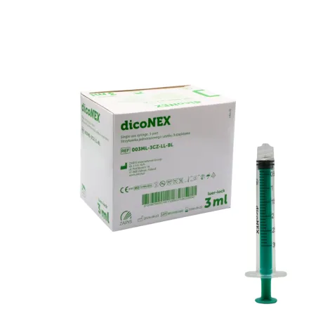 Strzykawka 3-częściowa koncentryczna końcówka 3ml Luer Lock dicoNX op. 100 szt. / G2042 / Zarys