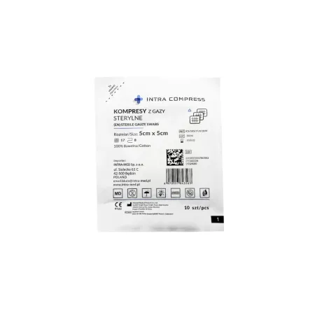 Kompres z gazy sterylny 5x5cm 30 blistrów po 10 szt. 17N 8W Intra Compress / G2064 / INTRA-MED