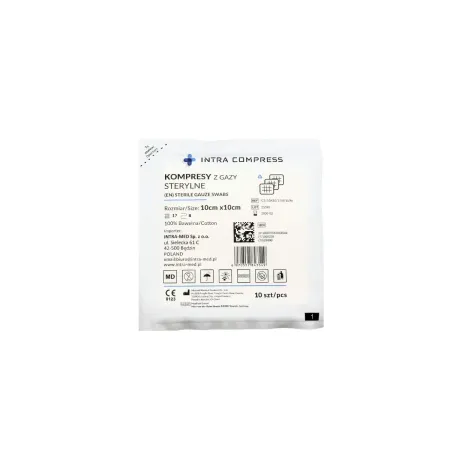 Kompres z gazy sterylny 10x10cm 30 blistrów po 10 szt. 17N 8W Intra Compress / G2066 / INTRA-MED