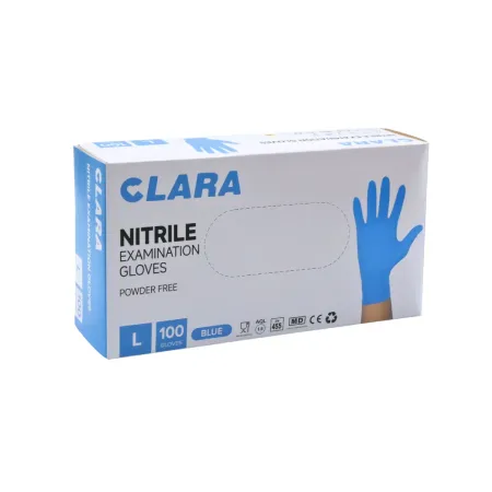 Rękawice nitrylowe bezpudrowe niebieskie L niesterylne 100 szt. Clara / G2112 / Clara