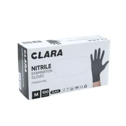 Rękawice nitrylowe bezpudrowe czarne M niesterylne 100 szt. Clara