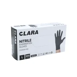 Rękawice nitrylowe bezpudrowe czarne L niesterylne 100 szt. Clara